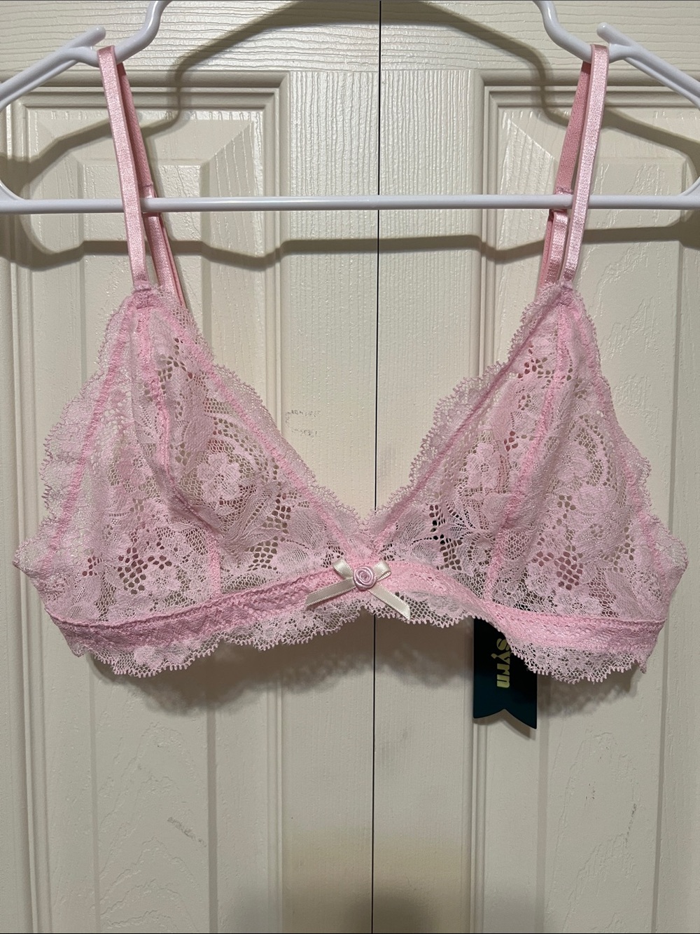 Victoria's Secret Pink Lace Triangle Bralette with Bow Detail
